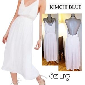 Kimichi Blue satin maxi backless slip dress. Sz L